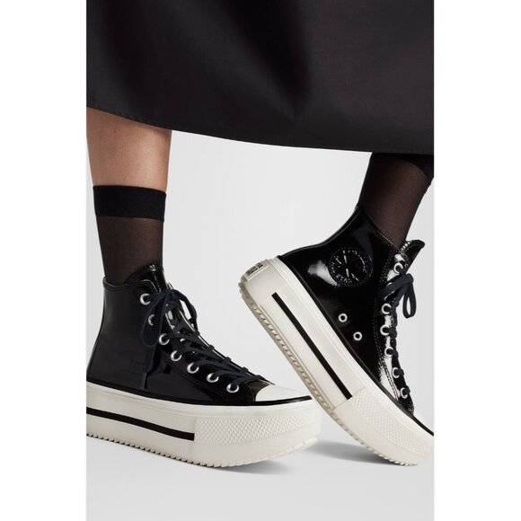 Converse Chuck Taylor Lift Double Stack Patent Leather Platform Black 8.5W/6.5M - Picture 4 of 9